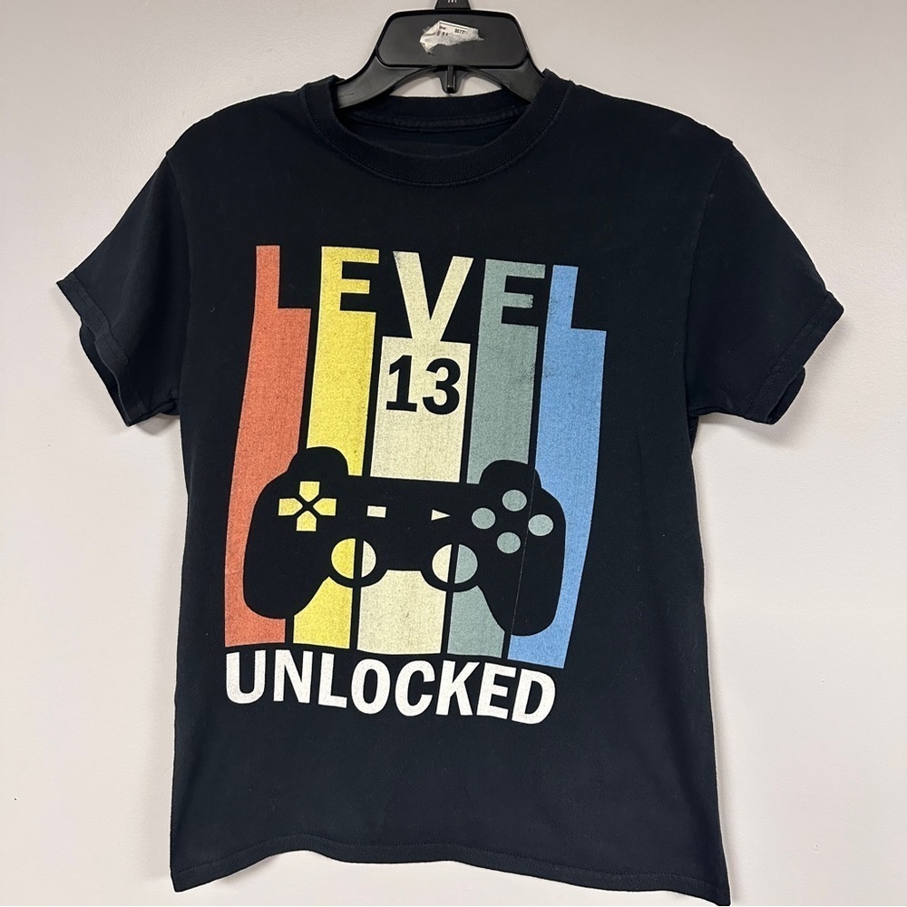 Vintage Black Tee Level 13 Unlocked - For your Gamer's 13th Birthday! Medium